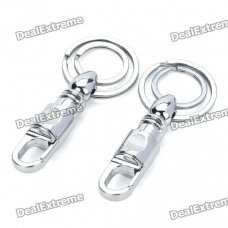 Durable Double-ring Climbing Carabiner Keychain - Silver (Pair)