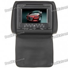 Car Headrest 7" LCD DVD Media Player with FM/AV-Out/SD - Black (DC 12V)