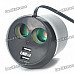 Dual Car Cigarette Sockets Power Adapter with 2 USB Power Port - Black (DC 12~24V) Dual Car Cigarette Sockets Power Adapter with 2 USB Power Port - Black (DC 12~24V)