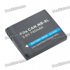 Replacement NB-8L 3.6V "740mAh' Battery Pack for Canon PowerShot A3100/A3000 IS