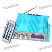 1.8" LED 4 x 41W Hi-Fi Stereo Amplifier MP3 Player w/ FM/SD/USB for Car/Motorcycle - Blue (DC 12V)