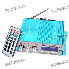 1.8" LED 4 x 41W Hi-Fi Stereo Amplifier MP3 Player w/ FM/SD/USB for Car/Motorcycle - Blue (DC 12V) 1.8" LED 4 x 41W Hi-Fi Stereo Amplifier MP3 Player w/ FM/SD/USB for Car/Motorcycle - Blue (DC 12V)