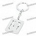 Square White Cat with Pink Bow Tie Style Keychain - Silver + white