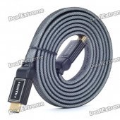 Gold Plated 3D 1080P HDMI V1.4 M-M Flat Connection Cable - Black (1.8M-Length)