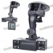 120° HD Super Wide Angle Dual Camera Driving DVR - Black