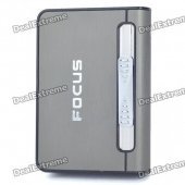 Focus Black Nickel Wiredrawing Cigarette Case Dispenser with Butane Jet Torch Lighter (Holds 12)