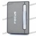 Focus Black Nickel Wiredrawing Cigarette Case Dispenser with Butane Jet Torch Lighter (Holds 12)