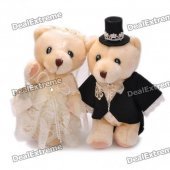 Cute Wedding Teddy Bears Couple Toys Dolls - Light Yellow