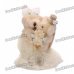 Cute Wedding Teddy Bears Couple Toy Doll Ring Box - Light Yellow