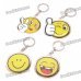 Acrylic Round Smile Expression Face Keychains - Yellow (4-Pack)