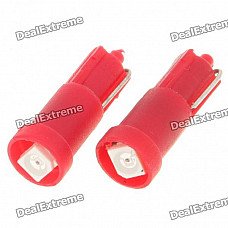 T5 0.14W 9-Lumen 3528 SMD LED Red Light Bulbs (DC 12~14V/Pair)