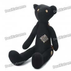 Stylish Fabric Art Cartoon Bear Style Doll Toy - Black (Posture Adjustable)