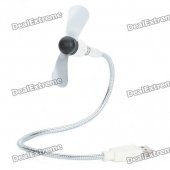 2-in-1 USB Powered Flexible Neck LED White Light + 2-Blade Cooling Fan