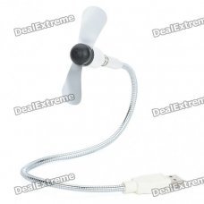 2-in-1 USB Powered Flexible Neck LED White Light + 2-Blade Cooling Fan