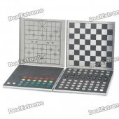 5-in-1 Aluminum Alloy Magnetic Travel Game Set - Silver Case