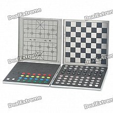 5-in-1 Aluminum Alloy Magnetic Travel Game Set - Silver Case