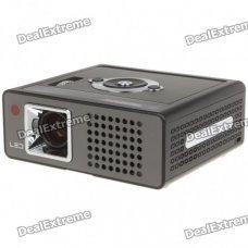 Mini LED Projector with HDMI/DC-IN/AV-IN/RGB-IN/YPbPr/USB/SD/MMC Card - Black Mini LED Projector with HDMI/DC-IN/AV-IN/RGB-IN/YPbPr/USB/SD/MMC Card - Black
