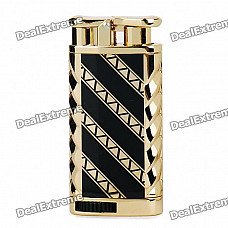 TIGER Stainless Steel Windproof Butane Jet Torch Lighter - Golden + Black