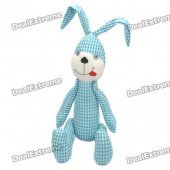 Stylish Fabric Art Rabbit Style Doll Toy - Blue + White Lattice (Posture Adjustable)