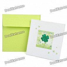 3D Lucky Clover Pattern Holiday Congratulations Gift Card with Envelope