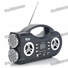 2-Mode 14-LED White Flashlight + 1.4" LCD Rechargeable MP3 Music Speaker w/ FM/USB/SD/TF - Black 2-Mode 14-LED White Flashlight + 1.4" LCD Rechargeable MP3 Music Speaker w/ FM/USB/SD/TF - Black