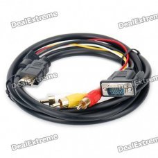 24K Gold Plated HDMI to VGA/Composite 3-RCA Audio Video Cable (1.5M-Length) 24K Gold Plated HDMI to VGA/Composite 3-RCA Audio Video Cable (1.5M-Length)