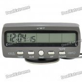 3.8" LCD Car Indoor/Outdoor Digital Temperature w/ Clock - Grey (2 x LR44 / DC 9~16V)