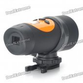 Sports 720P 0.7" LCD 1.3MP Action Video Camera Camcorder with AV / SD Slot - Black + Orange