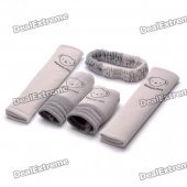 Universa Car Safety Belt + Rearview Mirror + Parking Brake + Gear Stick Sleeves Set - Random Color