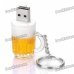Beer Mug Style USB Flash/Jump Drive with Key Ring - Yellow + White (2GB)