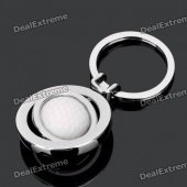 Creative Rotation Golf Ball Zinc Alloy Keychain - Silver + White