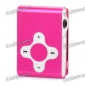 Rechargeable Clip-On Screen Free MP3 Player w/ TF Slot / 3.5mm Jack - Deep Pink