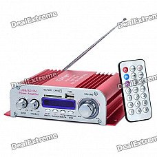 1.8" LED 40W Hi-Fi Stereo Amplifier MP3 Player w/ FM / SD/ USB for Car / Motorcycle - Red + Silver 1.8" LED 40W Hi-Fi Stereo Amplifier MP3 Player w/ FM / SD/ USB for Car / Motorcycle - Red + Silver