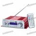 1.8" LED 40W Hi-Fi Stereo Amplifier MP3 Player w/ FM / SD/ USB for Car / Motorcycle - Red + Silver 1.8" LED 40W Hi-Fi Stereo Amplifier MP3 Player w/ FM / SD/ USB for Car / Motorcycle - Red + Silver