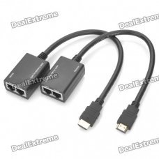 HDMI Extender 1080P HDMI Male to TMDS + DDC Female Network Lan Cable - 30M (2 Piece Pack)