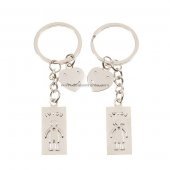 I-LOVE-YOU Smiley Face Stainless Steal Keychain for Couples (2-Piece Set)