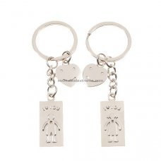 I-LOVE-YOU Smiley Face Stainless Steal Keychain for Couples (2-Piece Set)