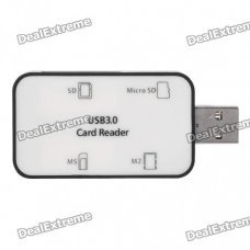 4-in-1 USB 3.0 Card Reader - Black + White