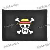 One Piece Luffy Skull Jolly Roger Flag (Black + White + Yellow)