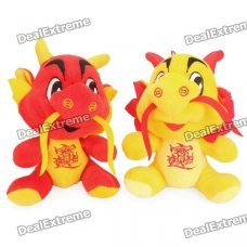 Cute Short Plush Chinese Dragon Doll Toys w/ Suction Cup (Pair)