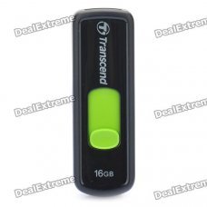 Genuine Transcend Jetflash500 Sliding Type USB2.0 Flash Drive - Black + Green (16GB)