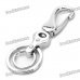 2-Rings Style Zinc Alloy Rhinestone Keychain - Silver