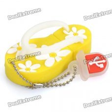 Cute Slippers Style USB Flash Drive with Chain - Yellow (16GB)