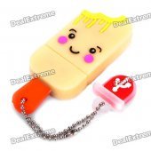 Cute Ice-Lolly Style USB Flash Drive with Chain - Yellow (4GB)