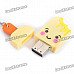 Cute Ice-Lolly Style USB Flash Drive with Chain - Yellow (4GB)