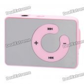 Mirror Rechargeable Clip-On Screen Free MP3 Player w/ TF Slot / 3.5mm Jack - Pink