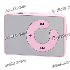 Mirror Rechargeable Clip-On Screen Free MP3 Player w/ TF Slot / 3.5mm Jack - Pink Mirror Rechargeable Clip-On Screen Free MP3 Player w/ TF Slot / 3.5mm Jack - Pink