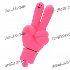 Cute V Gesture Style USB Flash Drive - Pink (8GB)