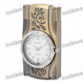 Stylish Cool 2-in-1 LED Colorful Light Metal Watch + Windproof Gas Lighter - Bronze ( 1 x SR626W)