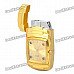 Stylish Cool Metal Watch w/ 4-LED Colorful Flashing Light + Windproof Gas Lighter - Golden